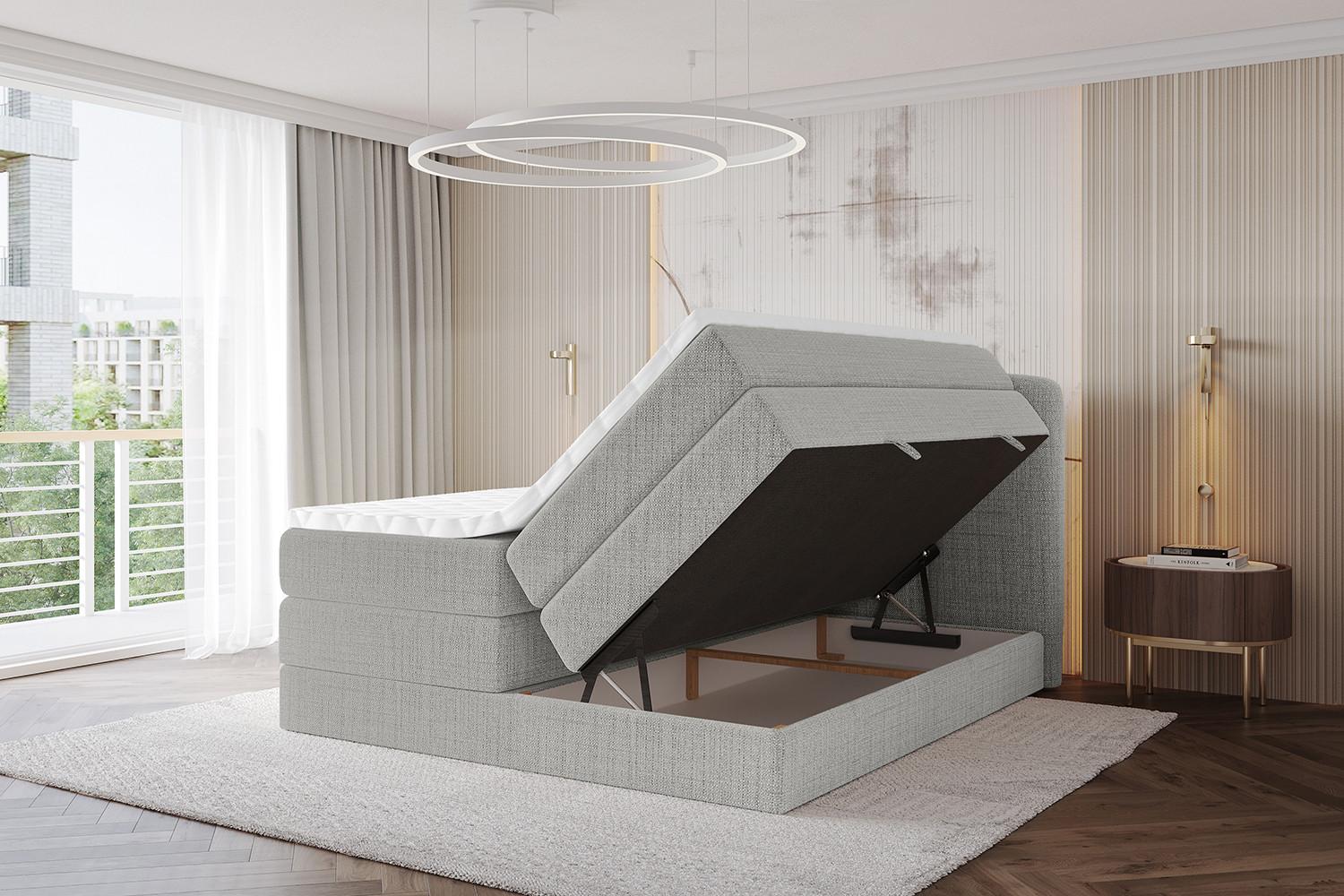 BOXBETT mit Matratze H3|H4 - NINA KING - 160x200 cm - Hellgrau Holzwerkstoff ALTDECOR Möbel > Betten > Boxspringbetten Grau