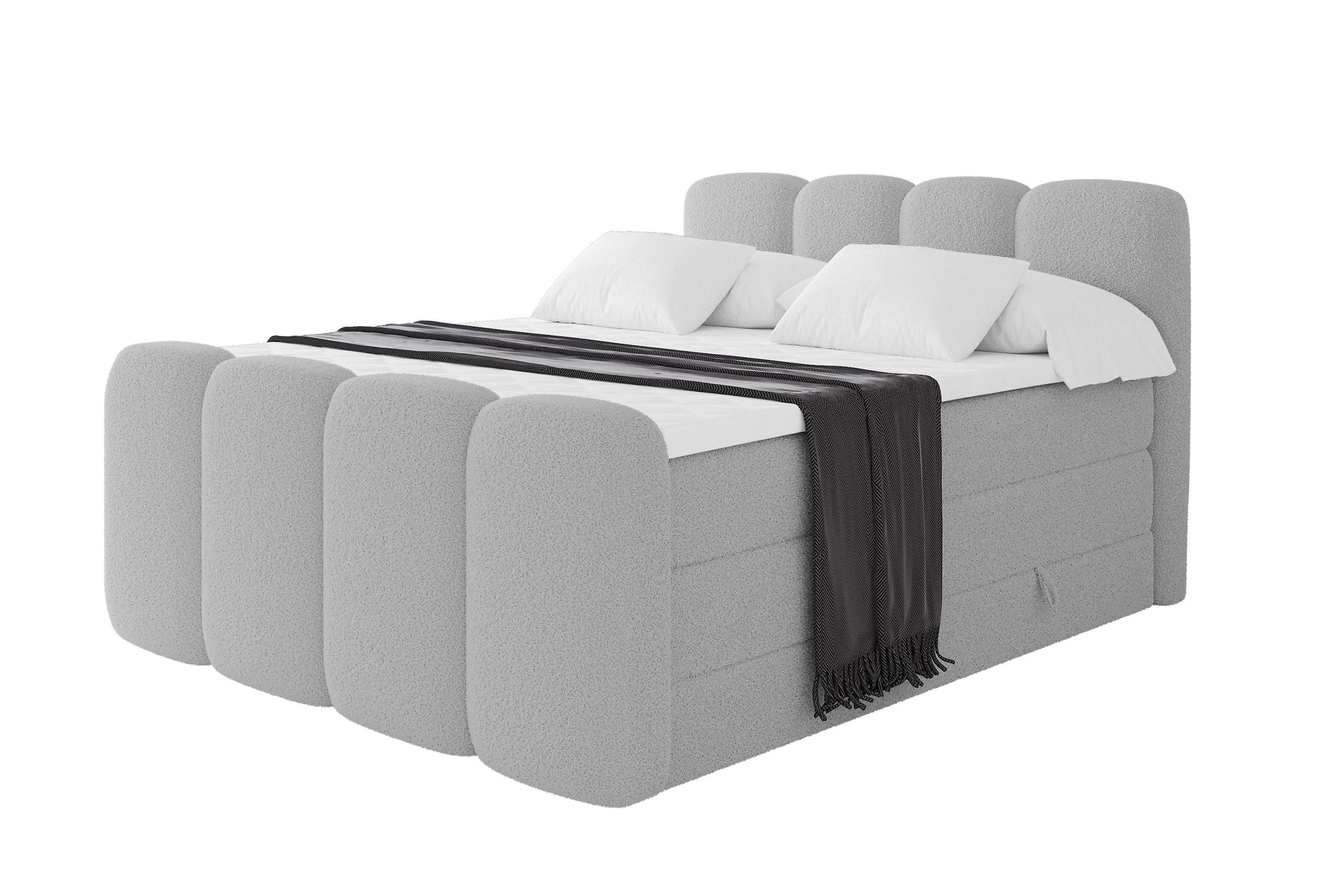 Wohnli Möbelsuche - BOXSPRINGBETT mit Matratze H3/H4 - NINA-Z KING - 140x200 cm Hellgrau