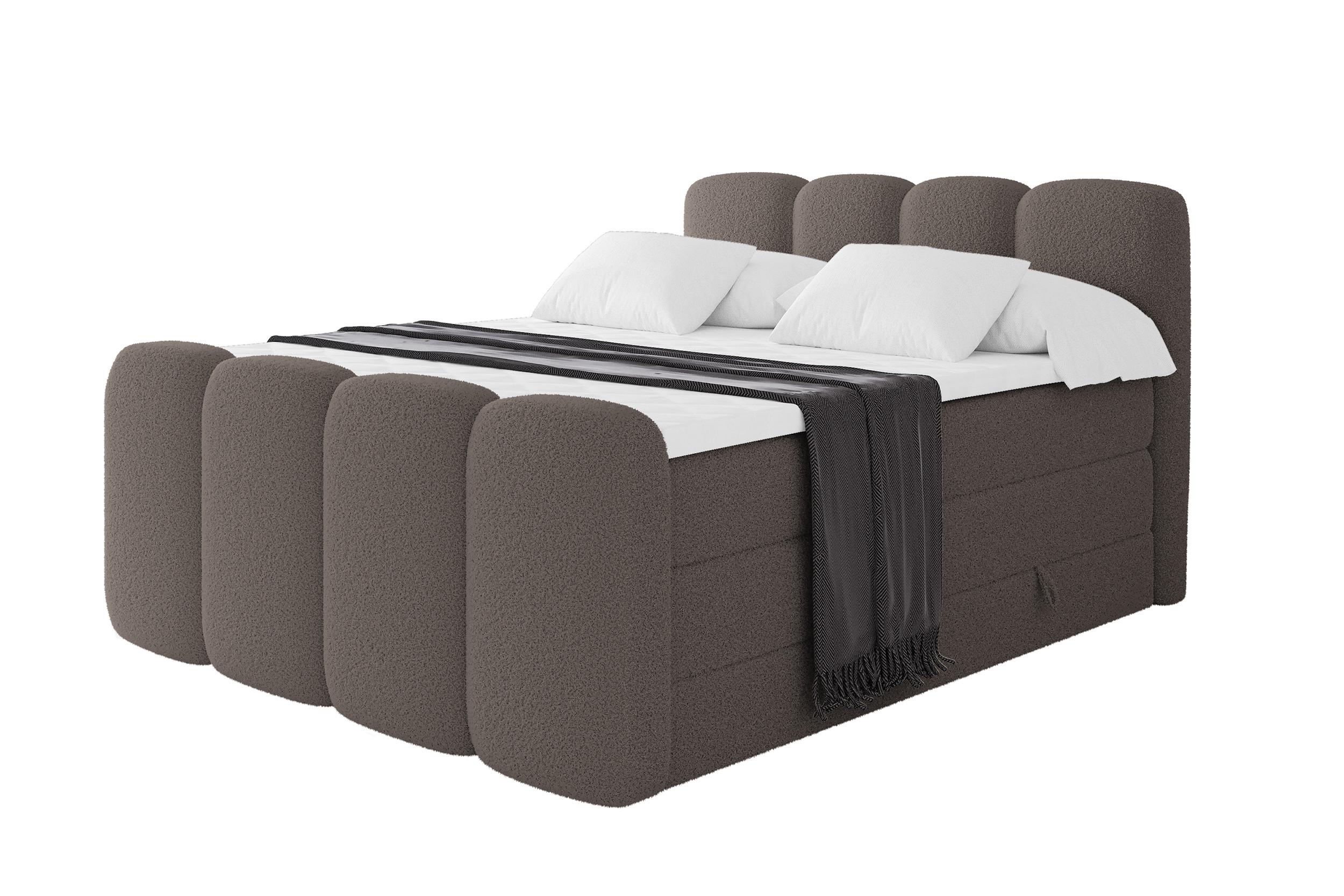 Wohnli Möbelsuche - BOXSPRINGBETT mit Matratze H3/H4 - NINA-Z KING - 180x200 cm Braun