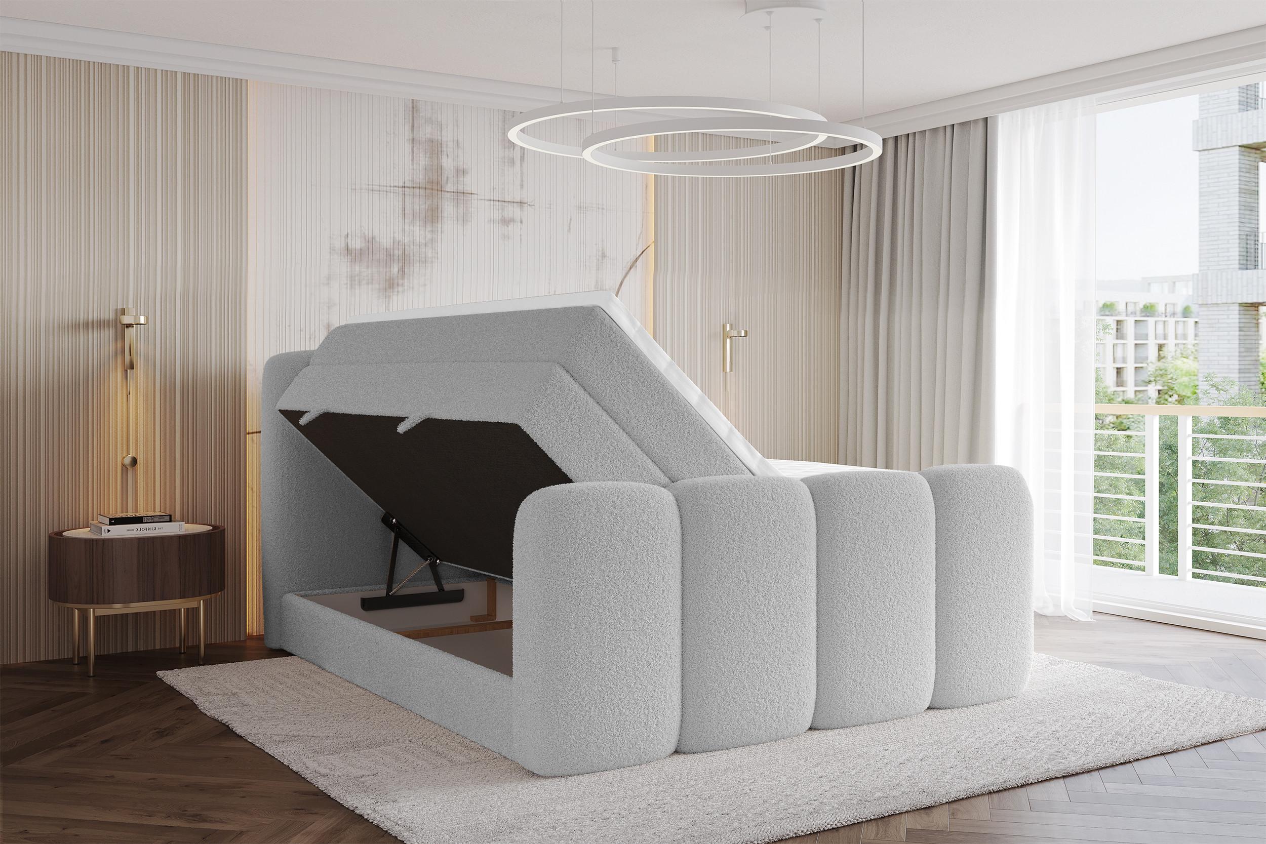 BOXSPRINGBETT mit Matratze H3/H4 - NINA-Z KING - 160x200 cm Hellgrau Holzwerkstoff ALTDECOR Möbel > Betten > Boxspringbetten Grau