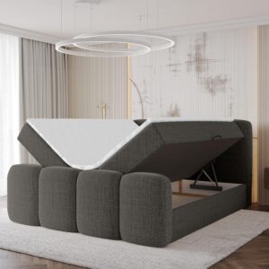 wohnli-moebel-suche-800001940195-1 BOXBETT mit Matratze H3 - NINA-Z - 140x200 cm - Grau Holzwerkstoff ALTDECOR Möbel > Betten > Boxspringbetten Grau