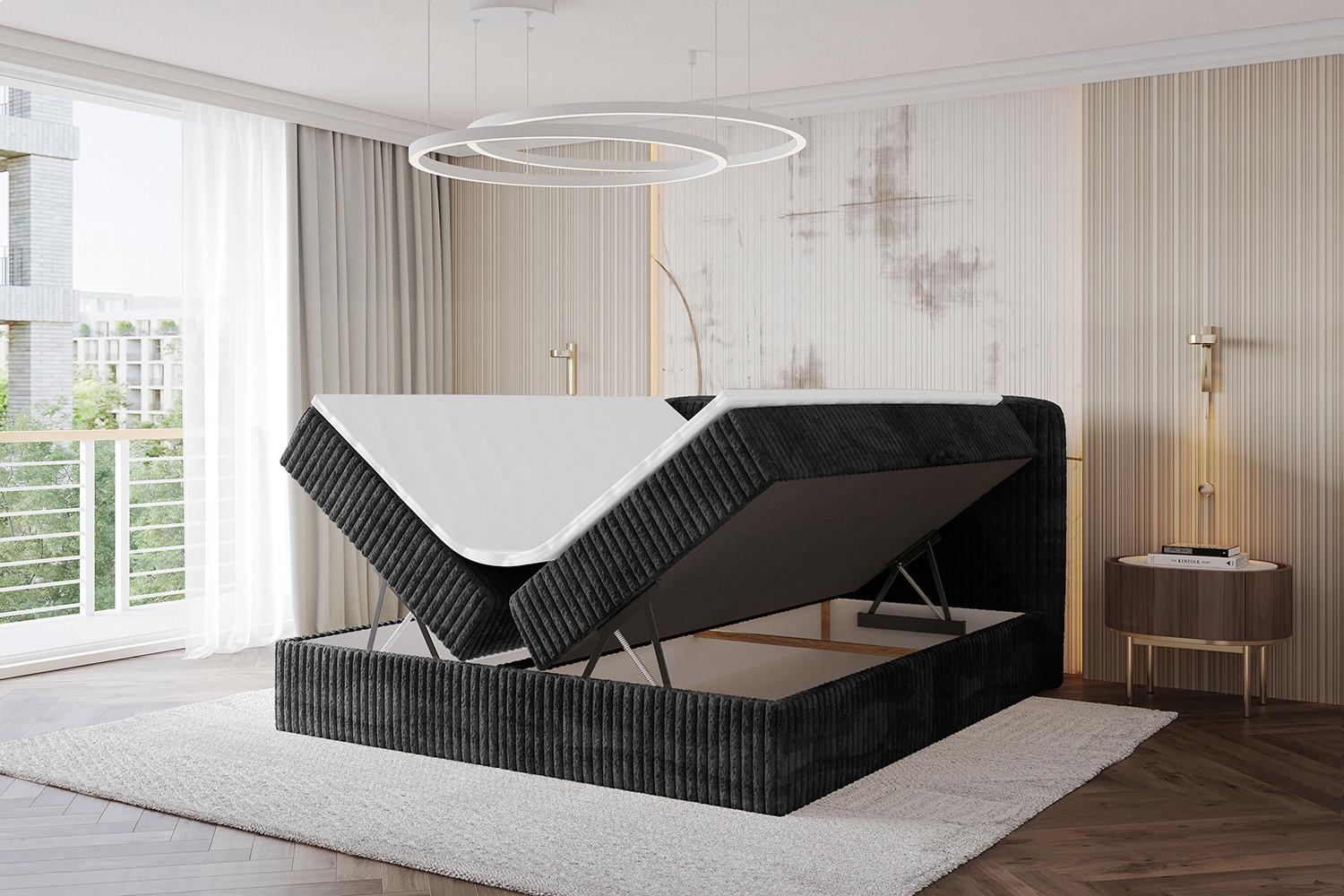 BOXBETT mit Matratze H4 - NINA - 120x200 cm - Schwarz Holzwerkstoff ALTDECOR Möbel > Betten > Boxspringbetten Grau