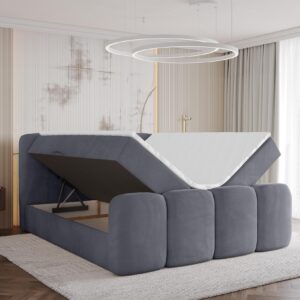 wohnli-moebel-suche-800001940258-1 BOXBETT mit Matratze H3 - NINA-Z - 180x200 cm - Dunkelgrau Holzwerkstoff ALTDECOR Möbel > Betten > Boxspringbetten Grau
