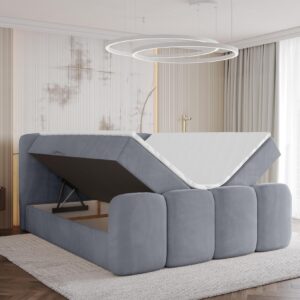 wohnli-moebel-suche-800001940272-1 BOXBETT mit Matratze H3 - NINA-Z - 160x200 cm - Grau Holzwerkstoff ALTDECOR Möbel > Betten > Boxspringbetten Anthrazit