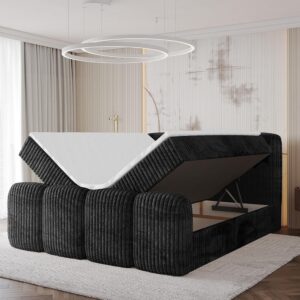wohnli-moebel-suche-800001940300-1 BOXBETT mit Matratze H3 - NINA-Z - 120x200 cm - Schwarz Holzwerkstoff ALTDECOR Möbel > Betten > Boxspringbetten Grau