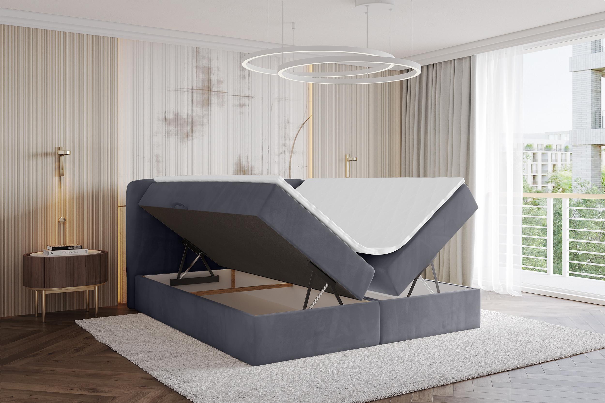 BOXBETT mit Matratze H4 - NINA - 200x200 cm - Dunkelgrau Holzwerkstoff ALTDECOR Möbel > Betten > Boxspringbetten Grau