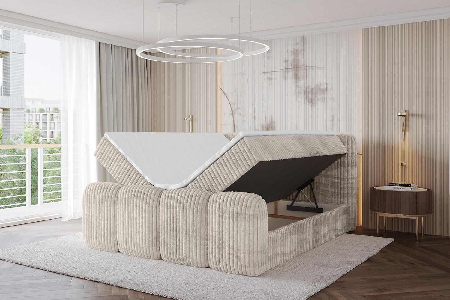 BOXBETT mit Matratze H3 - NINA-Z - 120x200 cm - Creme Holzwerkstoff ALTDECOR Möbel > Betten > Boxspringbetten Weiß