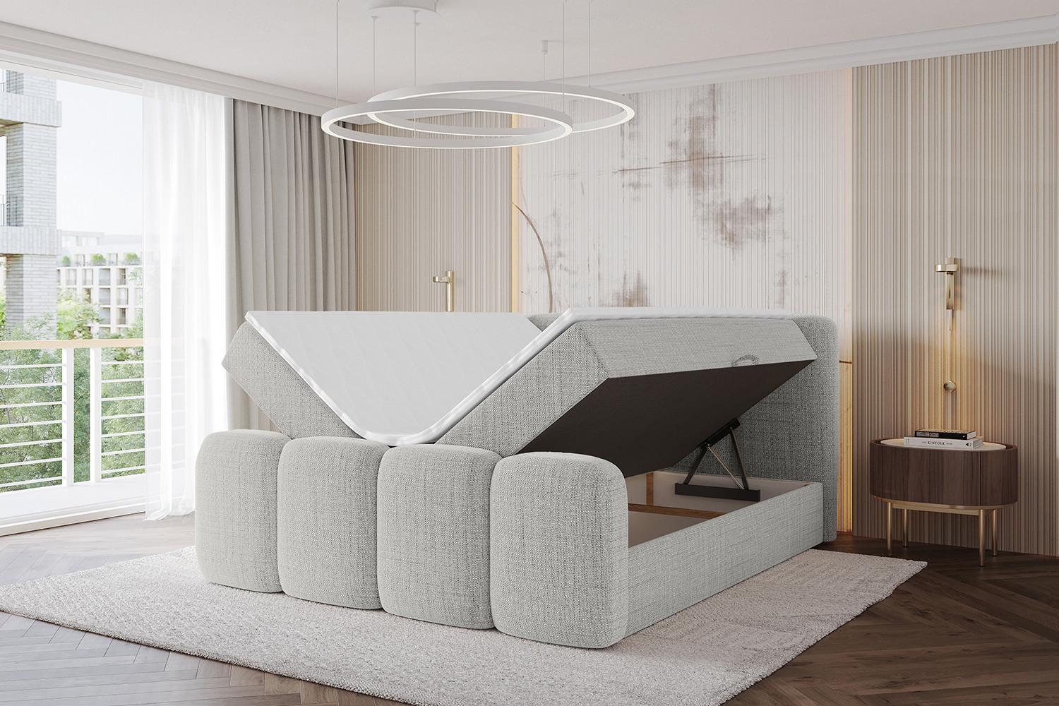 BOXBETT mit Matratze H3 - NINA-Z - 140x200 cm - Hellgrau Holzwerkstoff ALTDECOR Möbel > Betten > Boxspringbetten Grau