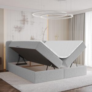 wohnli-moebel-suche-800001940459-1 BOXBETT mit Matratze H3 - NINA - 160x200 cm Hellgrau Holzwerkstoff ALTDECOR Möbel > Betten > Boxspringbetten Grau
