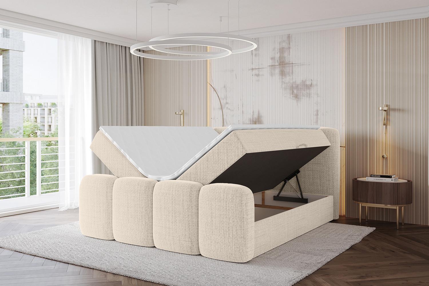 BOXBETT mit Matratze H3 - NINA-Z - 200x200 cm - Beige Holzwerkstoff ALTDECOR Möbel > Betten > Boxspringbetten Beige