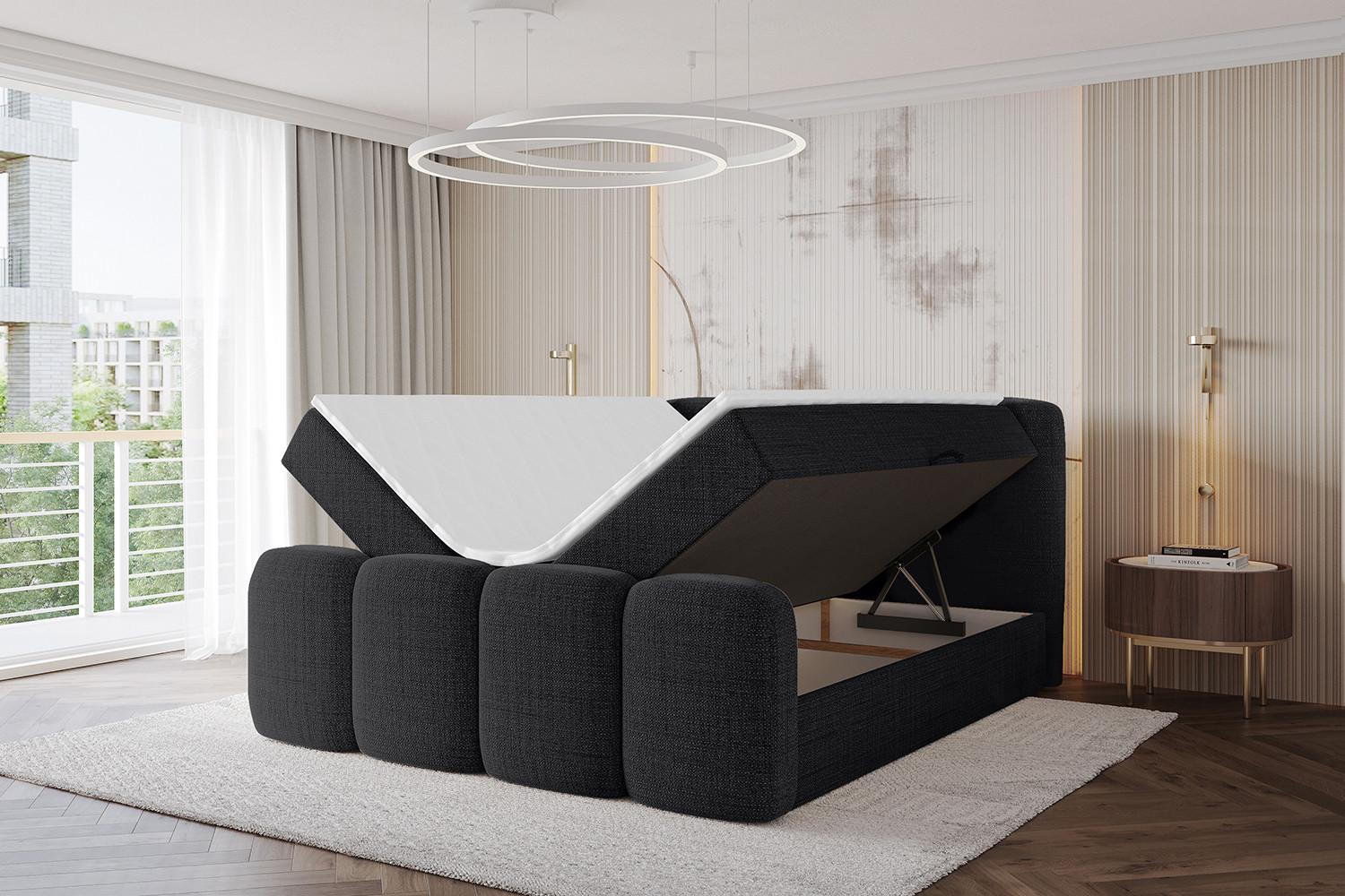 BOXBETT mit Matratze H3 - NINA-Z - 140x200 cm - Schwarz Holzwerkstoff ALTDECOR Möbel > Betten > Boxspringbetten Schwarz