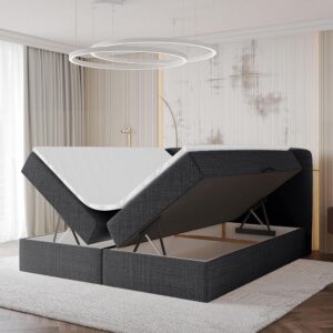 wohnli-moebel-suche-800001940522-1 BOXBETT mit Matratze H3 - NINA - 200x200 cm - Schwarz Holzwerkstoff ALTDECOR Möbel > Betten > Boxspringbetten Schwarz