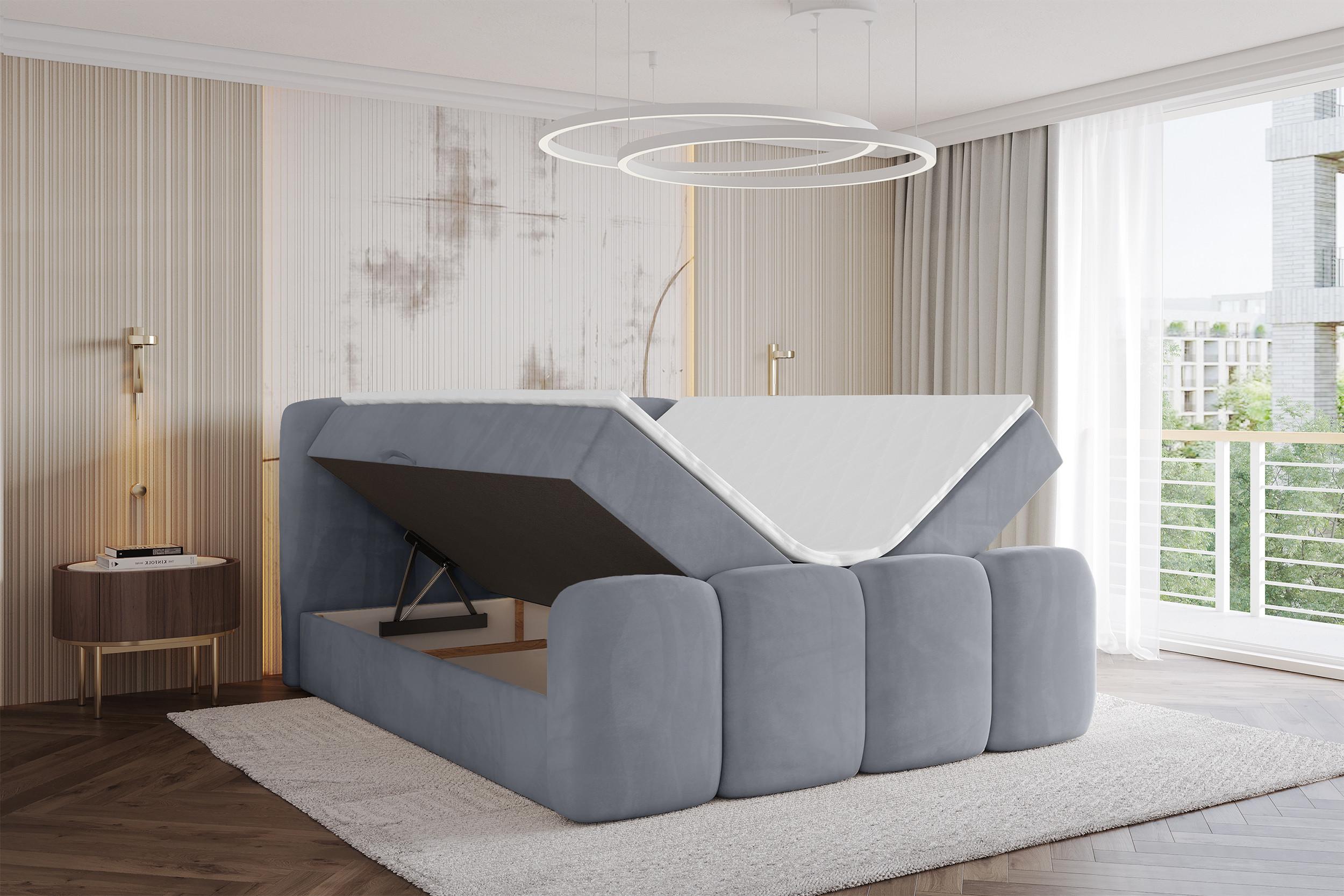 BOXBETT mit Matratze H3 - NINA-Z - 140x200 cm - Grau Holzwerkstoff ALTDECOR Möbel > Betten > Boxspringbetten Anthrazit