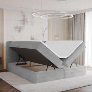 wohnli-moebel-suche-800001940571-1 BOXBETT mit Matratze H3 - NINA - 200x200 cm - Hellgrau Holzwerkstoff ALTDECOR Möbel > Betten > Boxspringbetten Grau
