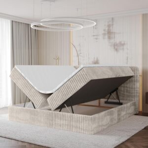 wohnli-moebel-suche-800001940605-1 BOXBETT mit Matratze H3 - NINA - 200x200 cm - Creme Holzwerkstoff ALTDECOR Möbel > Betten > Boxspringbetten Weiß