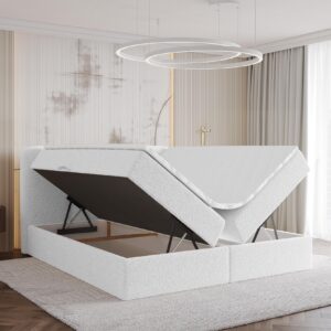 wohnli-moebel-suche-800001940607-1 BOXBETT mit Matratze H3 - NINA - 200x200 cm - Weiß Holzwerkstoff ALTDECOR Möbel > Betten > Boxspringbetten Weiß