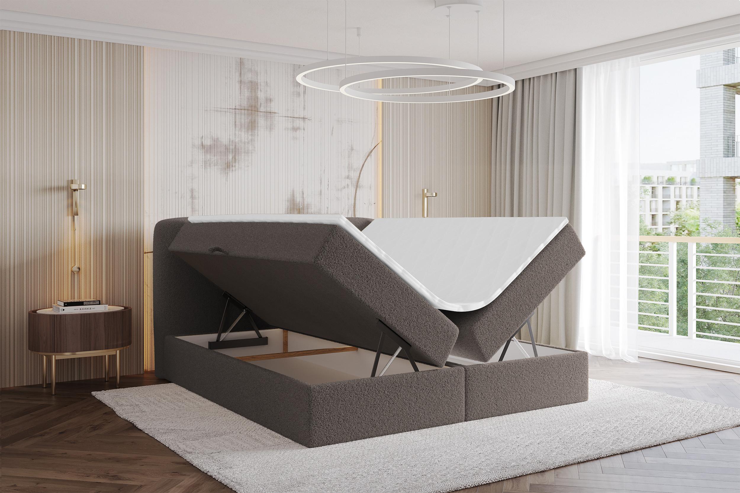 BOXBETT mit Matratze H4 - NINA - 180x200 cm Braun Holzwerkstoff ALTDECOR Möbel > Betten > Boxspringbetten Braun