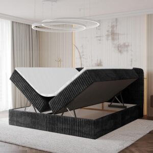 wohnli-moebel-suche-800001940632-1 BOXBETT mit Matratze H3 - NINA - 140x200 cm - Schwarz Holzwerkstoff ALTDECOR Möbel > Betten > Boxspringbetten Grau