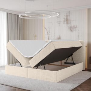 wohnli-moebel-suche-800001940640-1 BOXBETT mit Matratze H3 - NINA - 140x200 cm - Beige Holzwerkstoff ALTDECOR Möbel > Betten > Boxspringbetten Beige