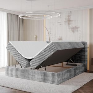 wohnli-moebel-suche-800001940645-1 BOXBETT mit Matratze H3 - NINA - 160x200 cm - Hellgrau Holzwerkstoff ALTDECOR Möbel > Betten > Boxspringbetten Grau