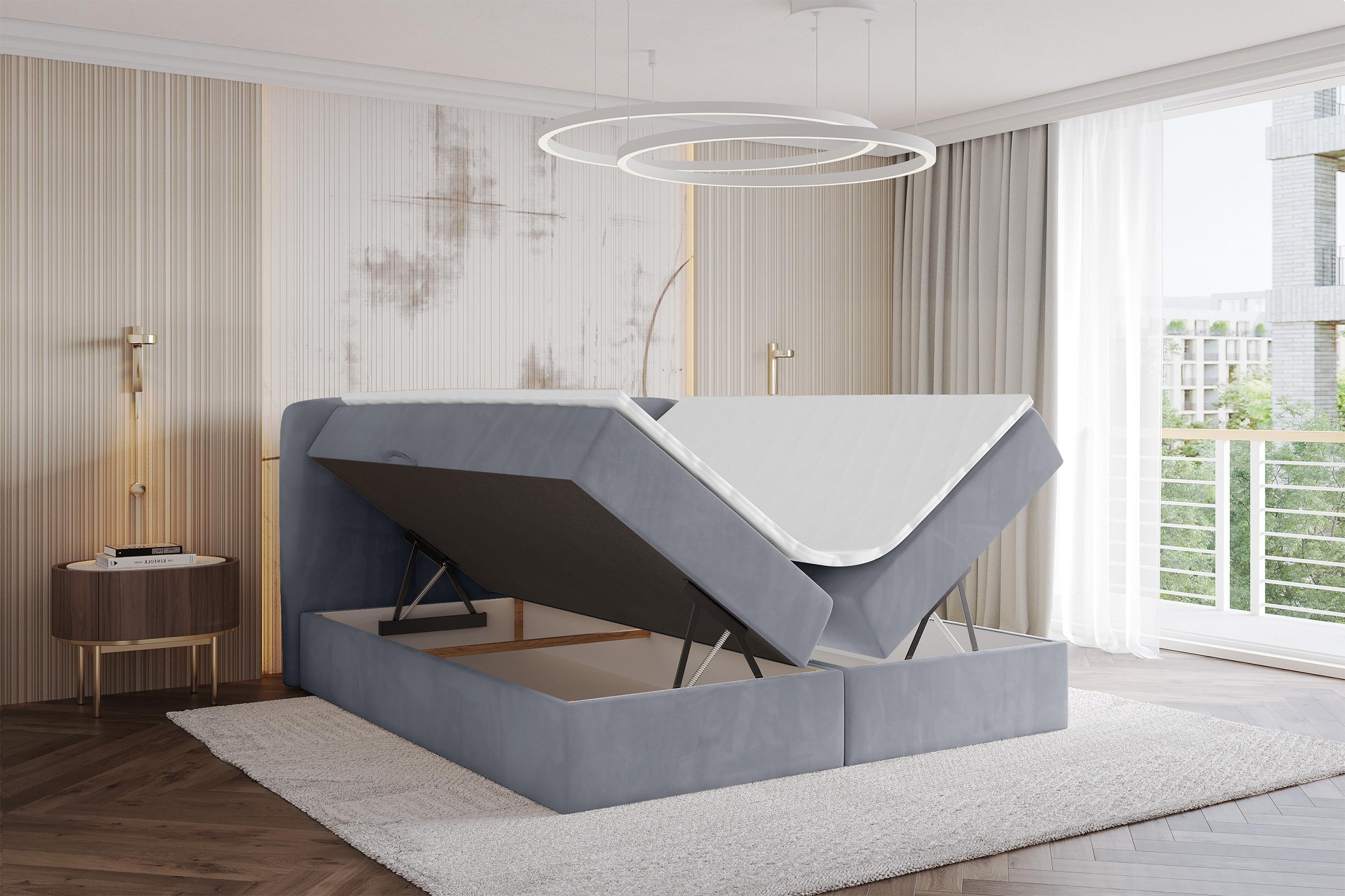 BOXBETT mit Matratze H4 - NINA - 160x200 cm - Grau Holzwerkstoff ALTDECOR Möbel > Betten > Boxspringbetten Anthrazit