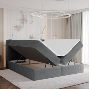 wohnli-moebel-suche-800001940700-1 BOXBETT mit Matratze H3 - NINA - 180x200 cm - Dunkelgrau Holzwerkstoff ALTDECOR Möbel > Betten > Boxspringbetten Taupe