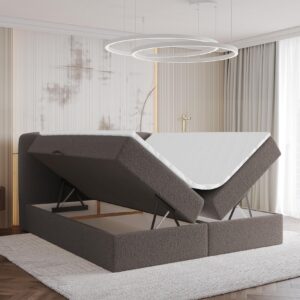 wohnli-moebel-suche-800001940702-1 BOXBETT mit Matratze H3 - NINA - 160x200 cm Braun Holzwerkstoff ALTDECOR Möbel > Betten > Boxspringbetten Braun
