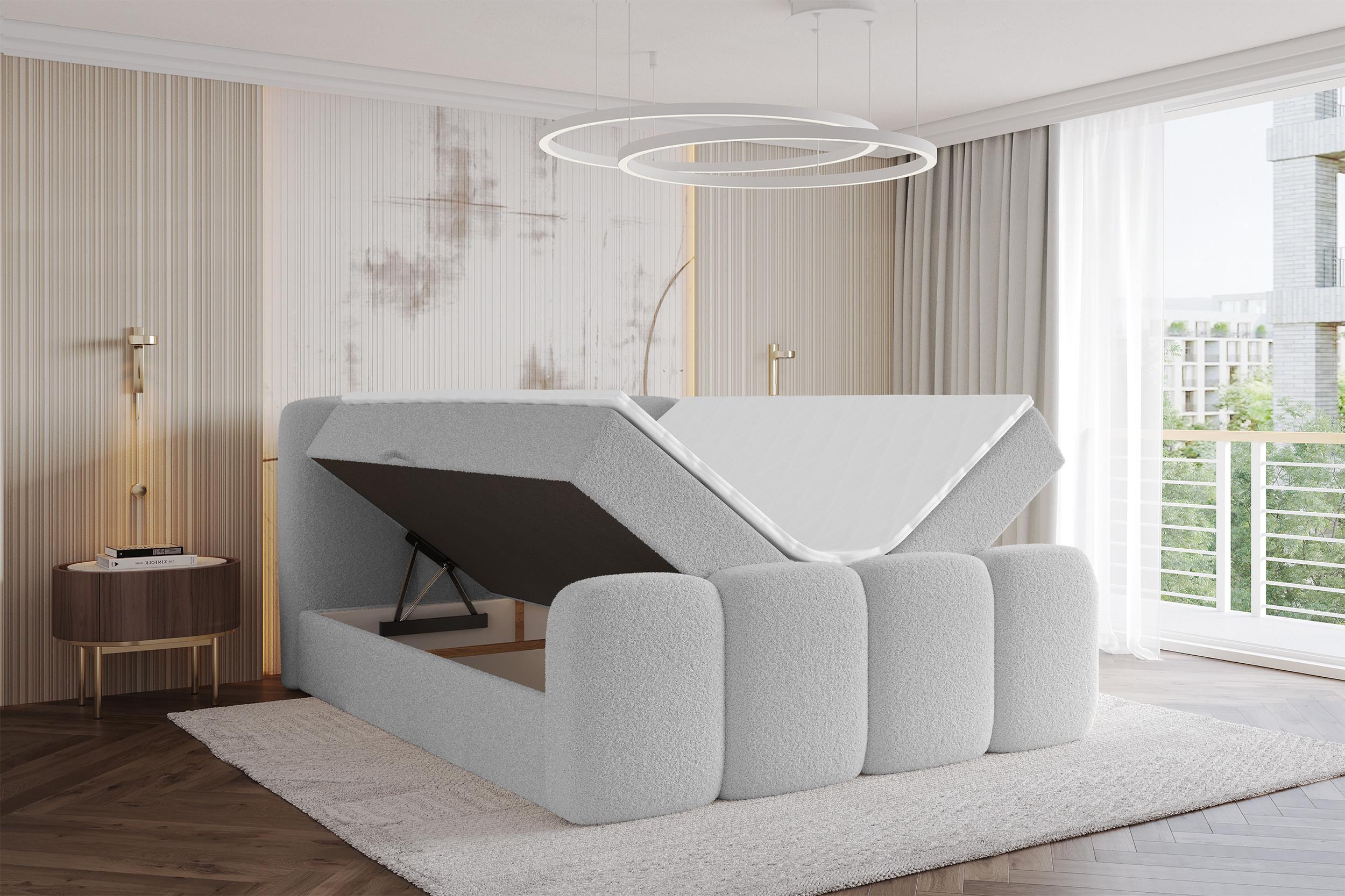 BOXBETT mit Matratze H4 - NINA-Z - 160x200 cm Hellgrau Holzwerkstoff ALTDECOR Möbel > Betten > Boxspringbetten Grau