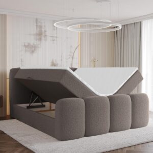 wohnli-moebel-suche-800001941096-1 BOXBETT mit Matratze H4 - NINA-Z - 200x200 cm Braun Holzwerkstoff ALTDECOR Möbel > Betten > Boxspringbetten Braun
