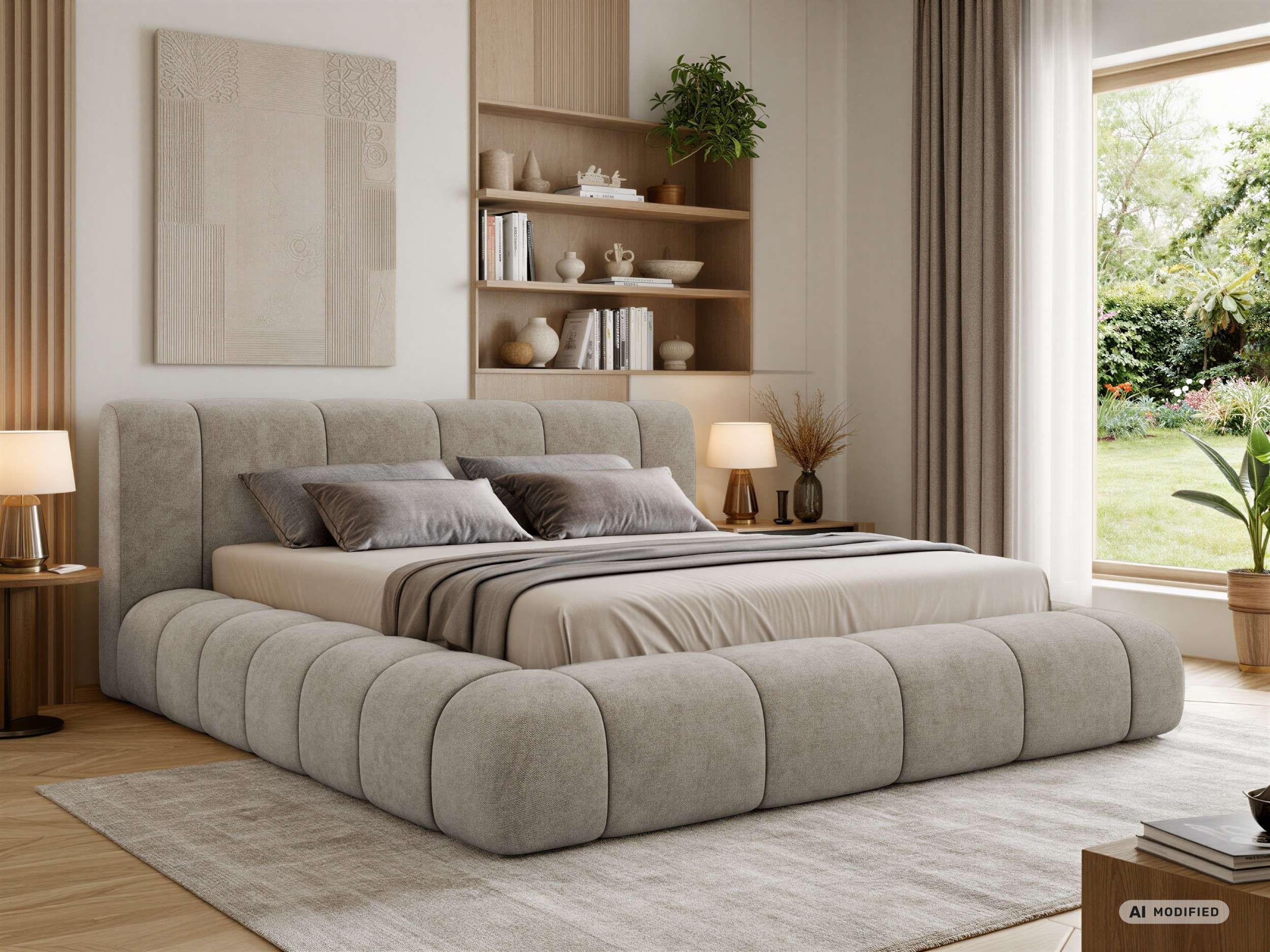 POLSTERBETT NUBEA CLASSIC 140/200 - Beige Struktur - ohne Matratze Textil MKS Möbel > Betten > Polsterbetten Beige