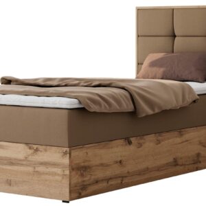 wohnli-moebel-suche-800001944635 Wohnli Möbelsuche - BOXBETT ALBERO 1 90/200 - Braun Kunstleder - Topper Visco - H3 - Rechts