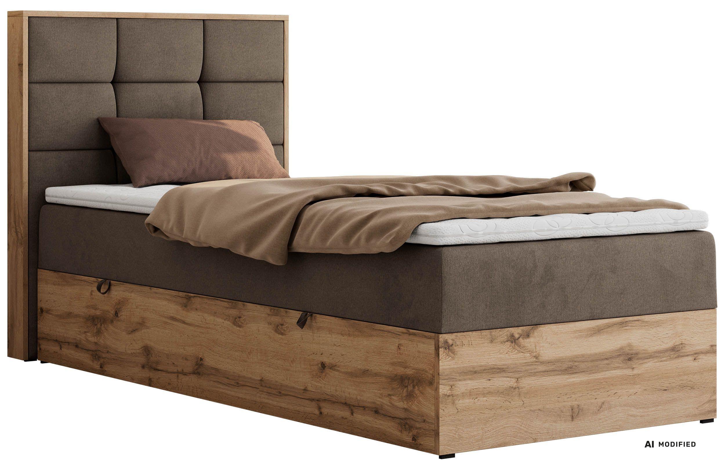 wohnli-moebel-suche-800001944639 Wohnli Möbelsuche - BOXBETT ALBERO 1 90/200 - Braun Velvet - Topper Visco - H3 - Links