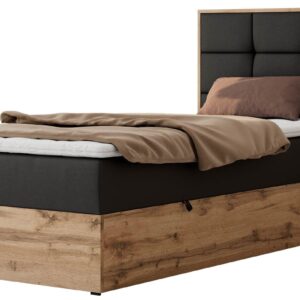 wohnli-moebel-suche-800001944641 Wohnli Möbelsuche - BOXBETT ALBERO 1 90/200 - Schwarz Kunstleder - Topper Visco - H4 - Rechts