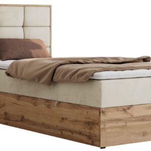 wohnli-moebel-suche-800001944703 Wohnli Möbelsuche - BOXBETT ALBERO 1 90/200 - Beige Velvet - Topper Visco - H3 - Links