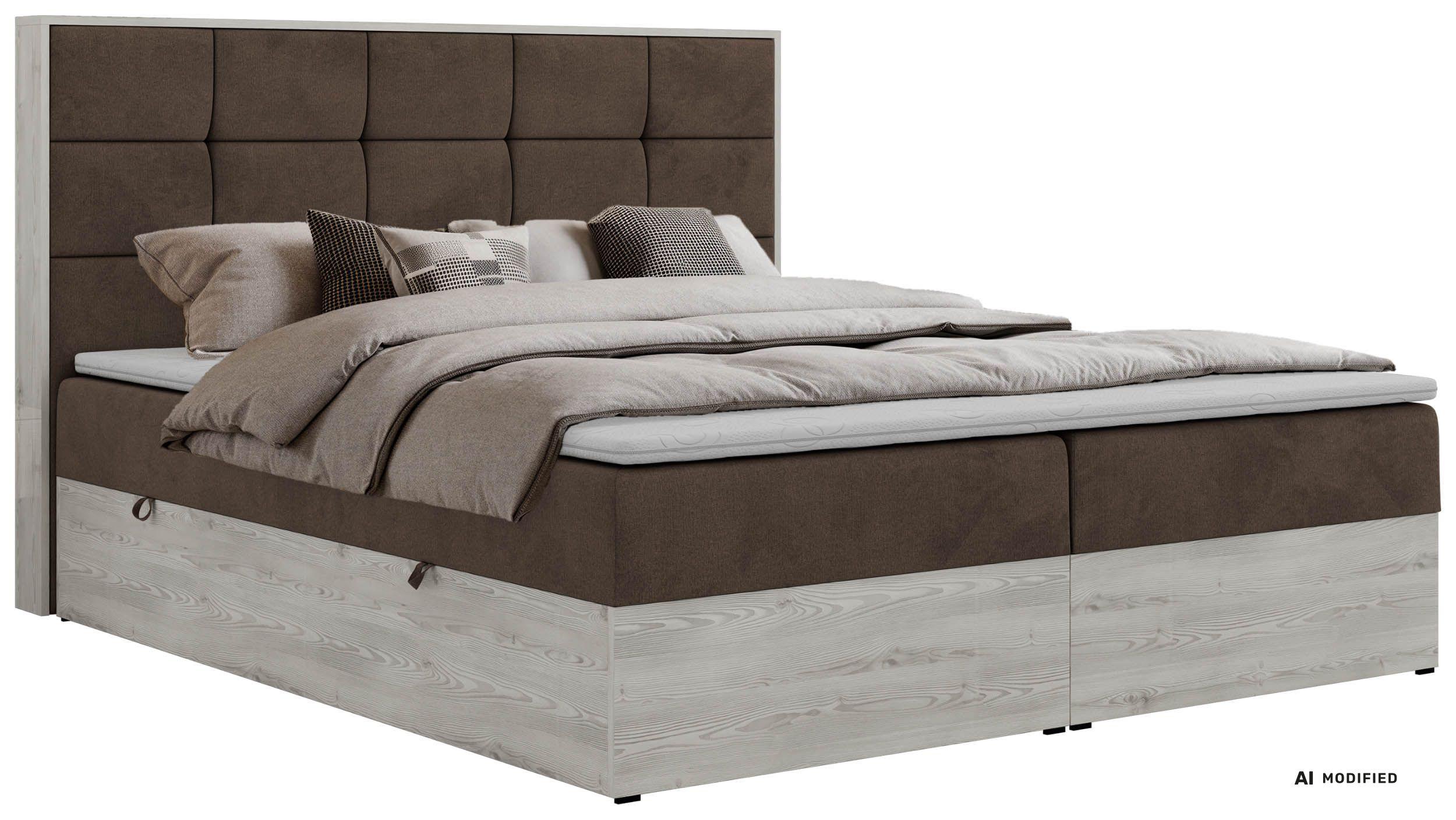 wohnli-moebel-suche-800001944838 Wohnli Möbelsuche - BOXBETT ALNOR 140/200 Braun Velvet - Topper T25 - H4