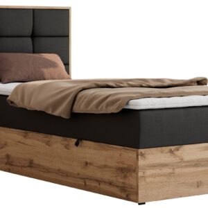 wohnli-moebel-suche-800001944880 Wohnli Möbelsuche - BOXBETT ALBERO 1 90/200 - Schwarz Kunstleder - Topper Visco - H3 - Links