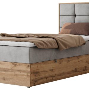wohnli-moebel-suche-800001944893 Wohnli Möbelsuche - BOXBETT ALBERO 1 90/200 - Hellgrau Velvet - Topper Visco - H4 - Rechts