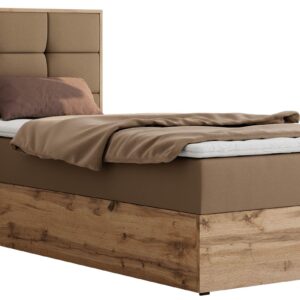 wohnli-moebel-suche-800001944898 Wohnli Möbelsuche - BOXBETT ALBERO 1 90/200 - Braun Kunstleder - Topper Visco - H4 - Links