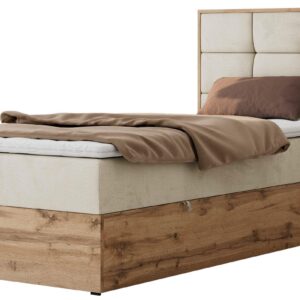 wohnli-moebel-suche-800001944911 Wohnli Möbelsuche - BOXBETT ALBERO 1 90/200 - Beige Velvet - Topper Visco - H3 - Rechts