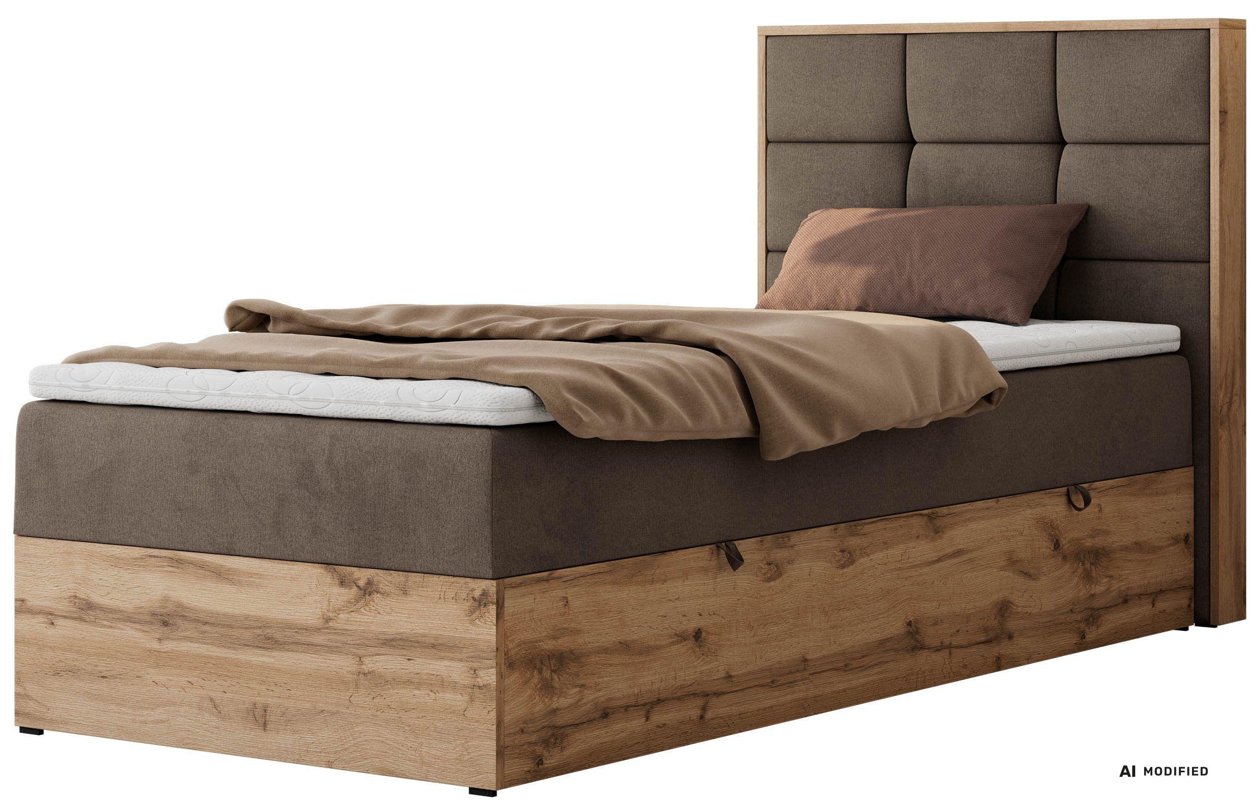 wohnli-moebel-suche-800001944931 Wohnli Möbelsuche - BOXBETT ALBERO 1 90/200 - Braun Velvet - Topper Visco - H3 - Rechts