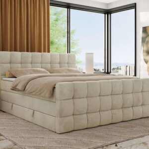 wohnli-moebel-suche-800001945149-1 BOXSPRINGBETT ALTIVO KING DUO 120/200 - Beige Velvet - Topper Visco - H3 Textil MKS Möbel > Betten > Boxspringbetten Beige