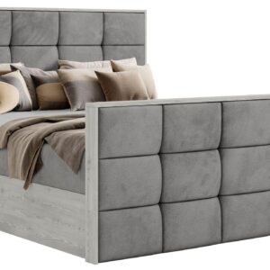 Wohnli Möbelsuche - BOXBETT ALNOR DUO 140/200 - Hellgrau Velvet - Topper Visco - H3