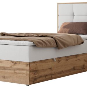 wohnli-moebel-suche-800001945314 Wohnli Möbelsuche - BOXBETT ALBERO 1 90/200 - Weiß Kunstleder - Topper T25 - H4 - Rechts