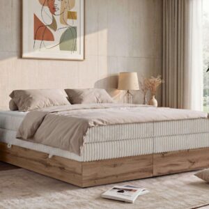 wohnli-moebel-suche-800001945357-1 BOXSPRINGBETT WOOD ZERO KING 140/200 - Beige Cord - Topper Visco - H3 Textil MKS Möbel > Betten > Boxspringbetten Beige