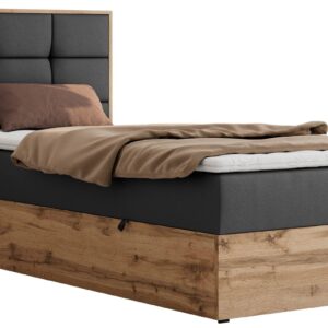 wohnli-moebel-suche-800001945465 Wohnli Möbelsuche - BOXBETT ALBERO 1 90/200 - Dunkelgrau Kunstleder - Topper T25 - H4 - Links