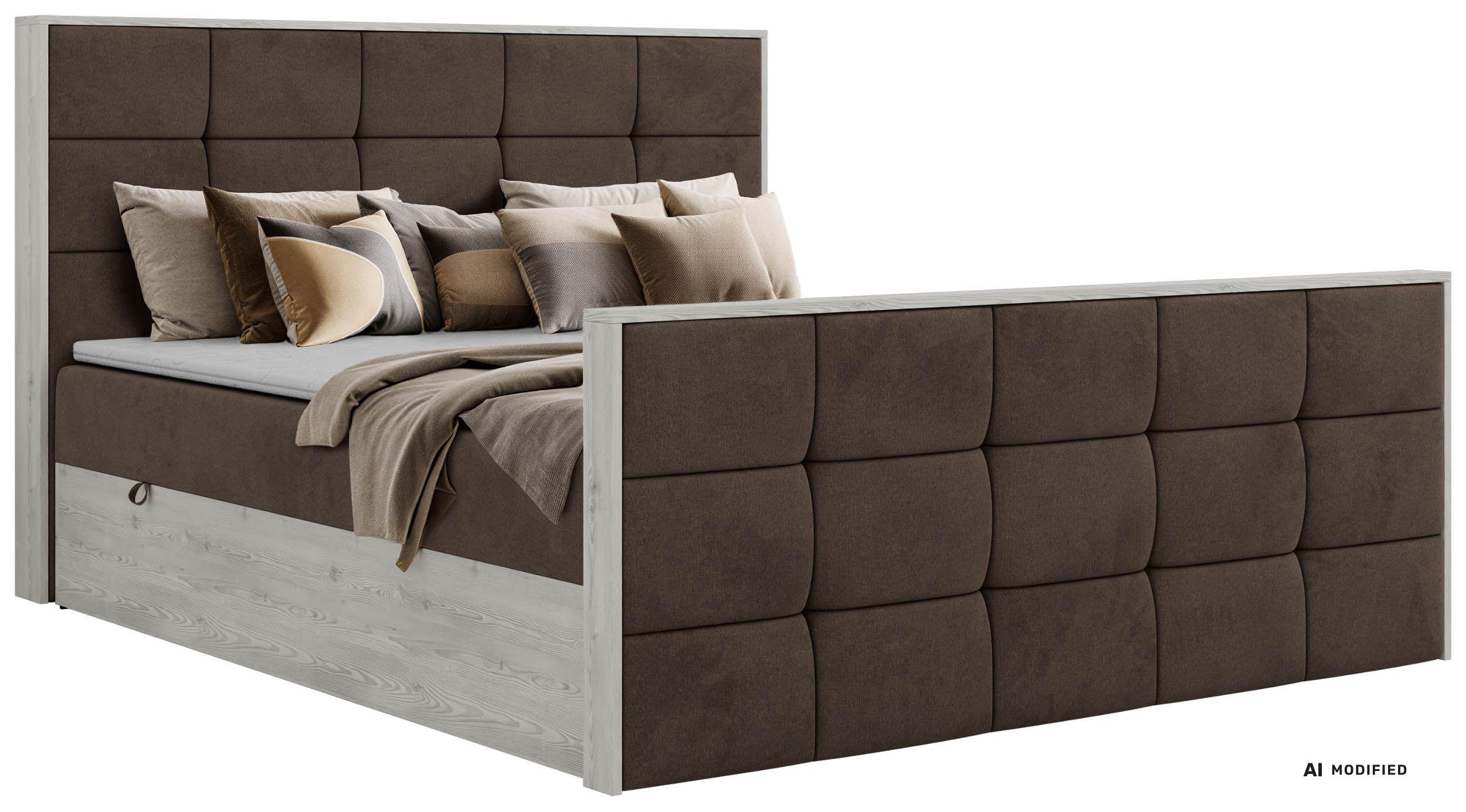 Wohnli Möbelsuche - BOXBETT ALNOR DUO 140/200 - Braun Velvet - Topper T25 - H4