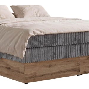Wohnli Möbelsuche - BOXSPRINGBETT WOOD ZERO KING 140/200 - Grau Cord - Topper T25 - H3