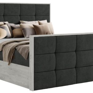 Wohnli Möbelsuche - BOXBETT ALNOR DUO 140/200 - Dunkelgrau Stukture - Topper T25 - H4