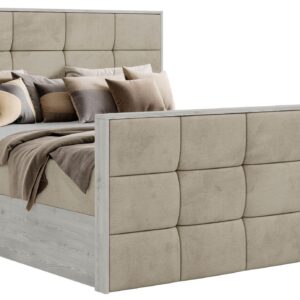 Wohnli Möbelsuche - BOXBETT ALNOR DUO 140/200 - Beige Velvet - Topper T25 - H3