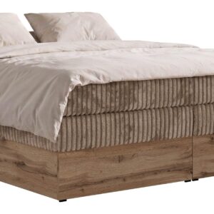 Wohnli Möbelsuche - BOXSPRINGBETT WOOD ZERO KING 180/200 - Braun Cord - Topper T25 - H3